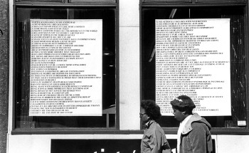 Fig. 2. Jenny Holzer, from Truisms (1977-79), posters installed in windows of Printed Matter, New York, ©2011 Jenny Holzer, member Artist Rights Society (ARS), image courtesy Jenny Holzer/ Art Resource, NY.